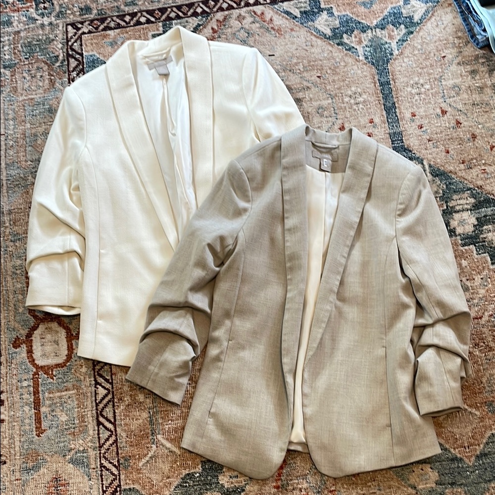 set of 2 H&M blazers white and tan